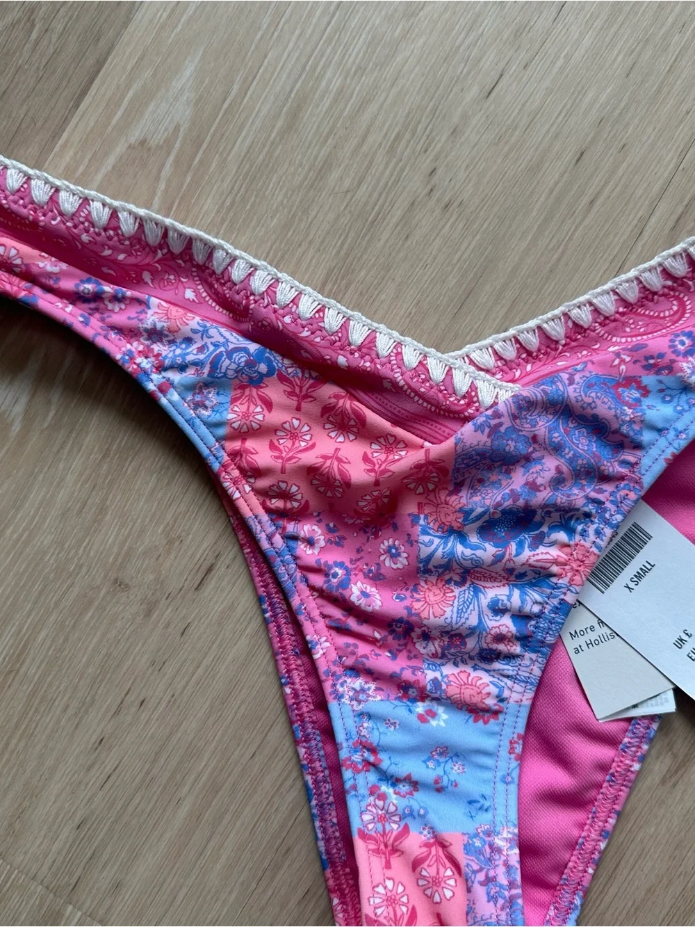 NWT Hollister Pink Patchwork Coupe Cheekiest Bikini Bottoms